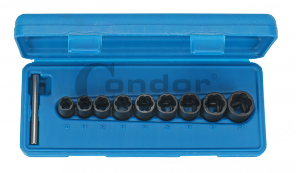 Condor 2109 Spezial-Einsätze Spiral-Nuten-Profil, 10-tlg., 3/8'', 10-19 mm