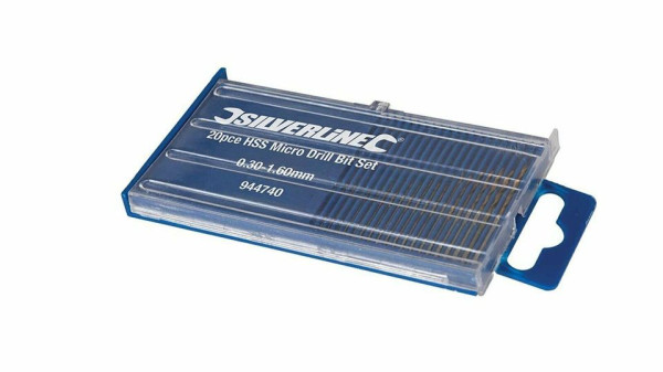 HSS Mini-Bohrer Satz 20- tlg. 0.3 - 1.60 mm, rollgewalzt # 944740