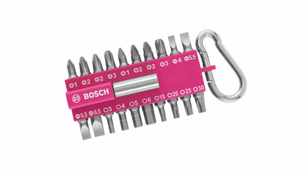 BOSCH Bit-Set mit Karabinerhaken (pink) 21tlg.