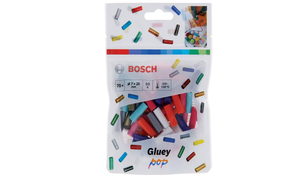 BOSCH 2608002011 Klebesticks Gluey, 8 POP-Farbmix 70-teilig