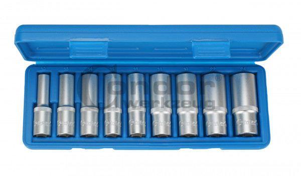 Condor 2106/9 Steckschlüssel-Einsätze, 9-tlg., 1/2'', tief, E-Profil E10-24